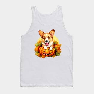 Pembroke Welsh Corgi Dog inside Pumpkin #3 Tank Top